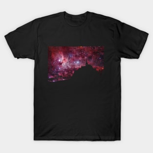 Red galaxy and castle silhouette T-Shirt